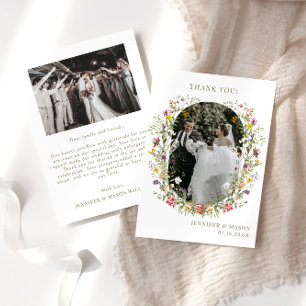 Carte De Remerciements Photographie du Mariage du fleur sauvage de prairi
