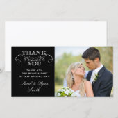 Carte De Remerciements Photographie Mariage moderne en noir et blanc Merc (Devant / Derrière)