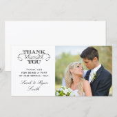 Carte De Remerciements Photographie Mariage moderne en noir et blanc Merc (Devant / Derrière)