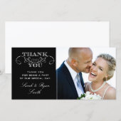 Carte De Remerciements Photographie Mariage moderne en noir et blanc Merc (Devant / Derrière)