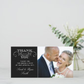 Carte De Remerciements Photographie Mariage moderne en noir et blanc Merc (Debout devant)