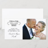 Carte De Remerciements Photographie Mariage moderne en noir et blanc Merc (Devant / Derrière)