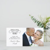 Carte De Remerciements Photographie Mariage moderne en noir et blanc Merc (Debout devant)