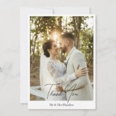 Carte De Remerciements Photographie Mariage personnalisé avec message (Devant)