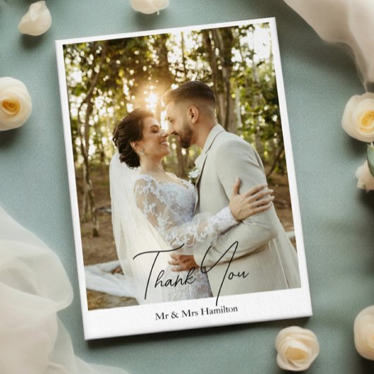 Carte De Remerciements Photographie Mariage personnalisé avec message