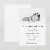 Carte De Remerciements Photographie noir blanc moderne écriture manuscrit (Devant / Derrière)