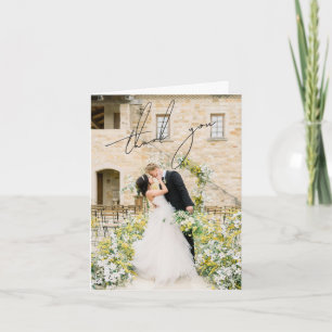 Carte De Remerciements Photographie noir et blanc classique Mariage éléga