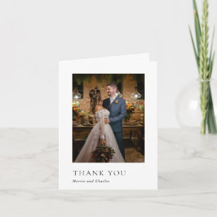 Carte De Remerciements Photographie noir et blanc élégant Mariage moderne