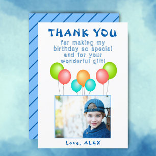 Carte De Remerciements Photos de ballons pour l'anniversaire des enfants 