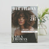 Carte De Remerciements Photos de couverture de magazine de fête d'anniver (Debout devant)