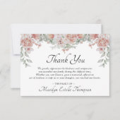 Carte De Remerciements Photos des funérailles rose florale (Devant)