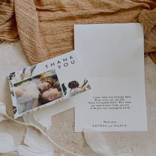 Carte De Remerciements Photos florales blanches pliées