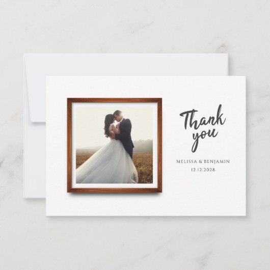 Carte De Remerciements Photos Mariage de script moderne (Devant)
