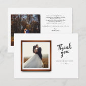 Carte De Remerciements Photos Mariage de script moderne (Devant / Derrière)