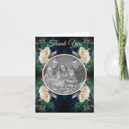 Carte De Remerciements Photos Mariages de fleurs de Rose de pêche (Devant)