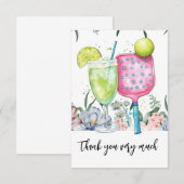 Carte De Remerciements Pickleball avec aquarelle Flower (Devant / Derrière)