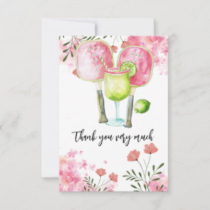 Carte De Remerciements Pickleball avec aquarelle Flower