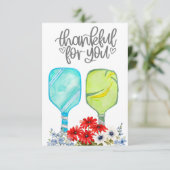 Carte De Remerciements Pickleball avec fleurs (Debout devant)