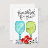 Carte De Remerciements Pickleball avec fleurs (Devant / Derrière)