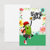 Carte De Remerciements Pickleball avec fleurs (Devant / Derrière)