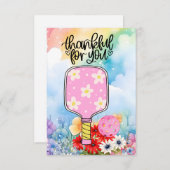 Carte De Remerciements Pickleball avec fleurs (Devant / Derrière)