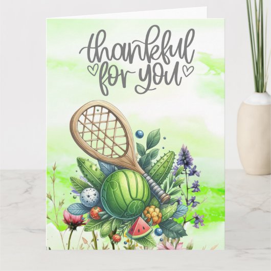 Carte De Remerciements Pickleball avec fleurs (Devant)