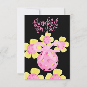 Carte De Remerciements Pickleball avec fleurs