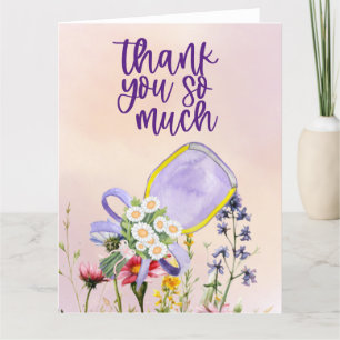 Carte De Remerciements Pickleball avec fleurs