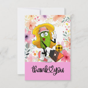 Carte De Remerciements Pickleball avec fleurs pour femme joueur