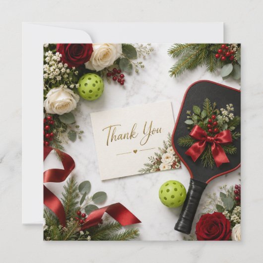 Carte De Remerciements Pickleball thème de Noël  (Devant)