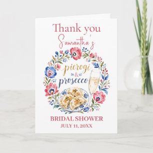 Carte De Remerciements Pierogi & Prosecco Mariage Polonais de Style Popul