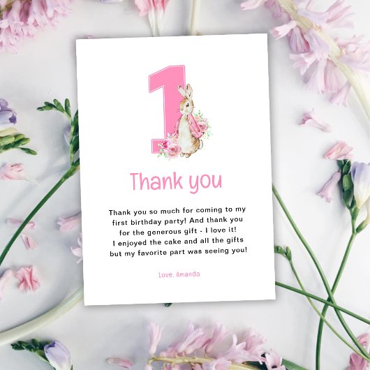 Carte De Remerciements Pierre Lapin | Premier Anniversaire