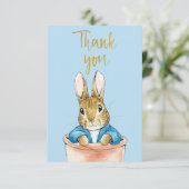 Carte De Remerciements Pierre le Lapin assis dans un pot de fleurs   (Debout devant)