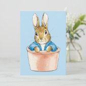 Carte De Remerciements Pierre le Lapin assis dans un pot de fleurs (Debout devant)