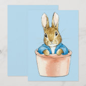 Carte De Remerciements Pierre le Lapin assis dans un pot de fleurs (Devant / Derrière)