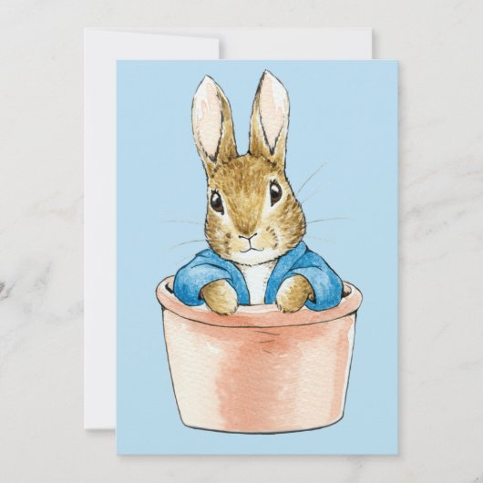 Carte De Remerciements Pierre le Lapin assis dans un pot de plante (Devant)