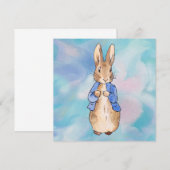 Carte De Remerciements Pierre le lapin avec arrière - plan beige (Devant / Derrière)