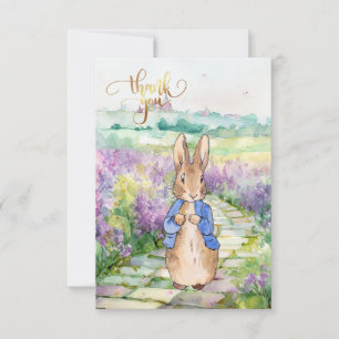 Carte De Remerciements Pierre le lapin avec lilas aquarelle