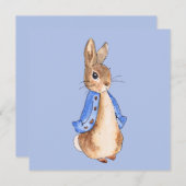 Carte De Remerciements Pierre le lapin fond bleu    (Devant / Derrière)