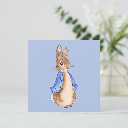 Carte De Remerciements Pierre le lapin fond bleu    (Debout devant)