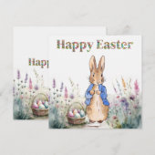 Carte De Remerciements Pierre le Lapin Joyeuses Pâques (Devant / Derrière)