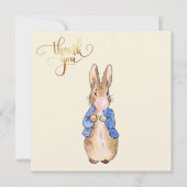 Carte De Remerciements Pierre le Lapin soufflant un chewing-gum rose (Devant)