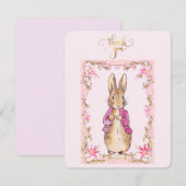 Carte De Remerciements Pierre le Lapin veste rose (Devant / Derrière)