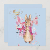 Carte De Remerciements Pierre le Lapin Veste Rose  (Devant / Derrière)