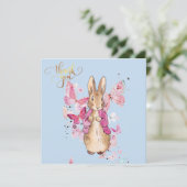 Carte De Remerciements Pierre le Lapin Veste Rose  (Debout devant)