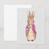 Carte De Remerciements Pierre le Lapin Veste Rose Toile Grise (Devant / Derrière)