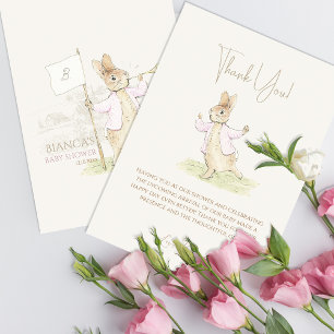 Carte De Remerciements Pierre rose le lapin Un Baby shower lapin