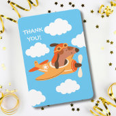 Carte De Remerciements Pilote Canin Avion en Vol, Anniversaire Enfants Am