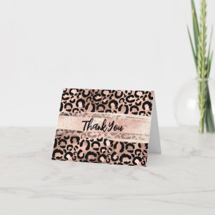 Carte De Remerciements Pinceau Rose Gold Foil Léopard Blush