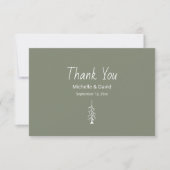 Carte De Remerciements Pine rustique Sage Vert moderne Décontracté Mariag (Devant)